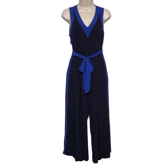 Anthropologie- Elevenses Beca Open Back Jumpsuit in navy size 0 - Picture 2 of 16